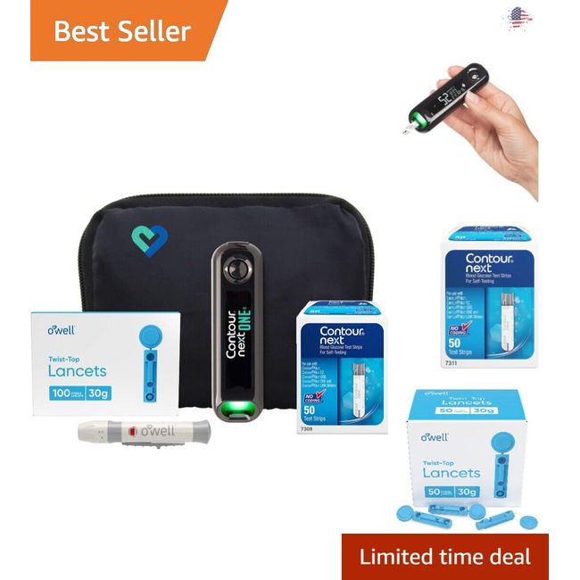 Glucose Monitor Kit - Accurate Results, Multiple Alarms - 50 Strips, 50 Lancets