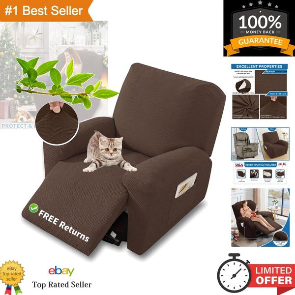 Universal 4-Piece Recliner Slipcover Set for Kids & Pets - Soft Coffee Fabric