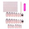 HappyHome Nail Tips, 3D Nails, False Nails, Round Tips, Nail Stickers, Set of 24, Double-Sided Tape, Wood Stick, Nail File Included (D026)