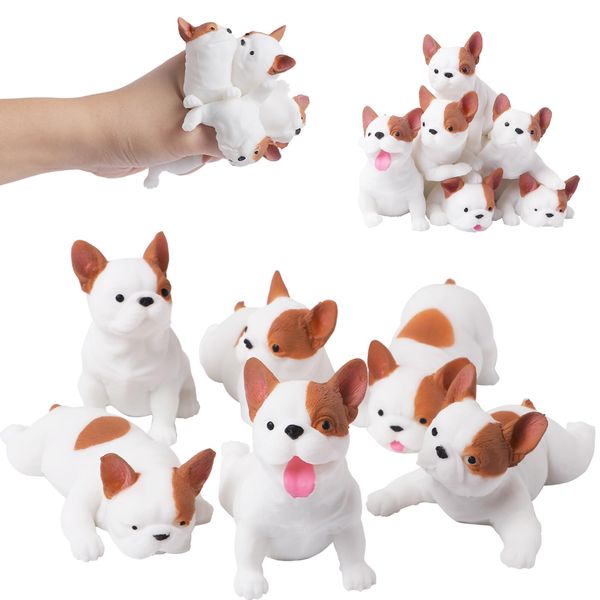 6Pcs Dog Squishy Toys for Kids, Cute Fidget Toys Stress Balls for Adults, Sensory Stress Toys Squish Squeeze Ball Stress Relief Toy, Squishy Ball Stretch Squeeze Toys Party Favors for Boys & Girls