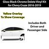 BOGAR TECH DESIGNS Side Window Chrome Delete Overlay Compatible with Chevrolet Cruze 2016-2019, Gloss Black