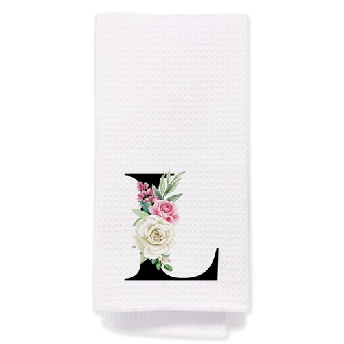 Monogrammed Towels - Initial Hand Towels for Bathroom, Monogram Hand Towels, Monogrammed Kitchen Towels with Intial L, L Initial Gifts for Women/Men/Girls, L Monogram Gifts(16 * 24in)