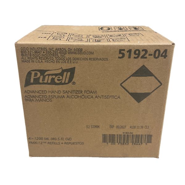 Purell 5192-04 Advanced Hand Sanitizer Foam Refill, 1200mL, (4 PACK)