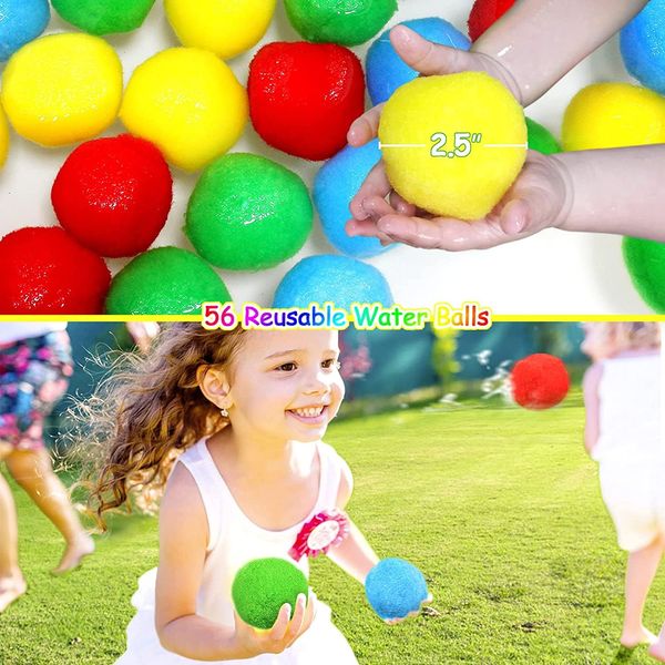 60 Pcs Reusable Water Balls, Fun Water Toys for Kids and Adults, Perfect for Outdoor Games and Activities, Great for Pool and Backyard Fun, Eco-Friendly Alternative to Water Balloons