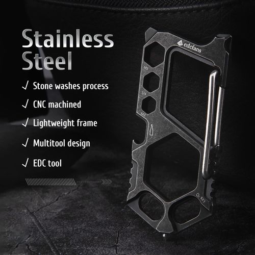 Carabiner Keychain Stainless Steel Multitool - 11 in 1 Tactical Keychain - Glass Breaker,Bottle Opener, Wrench, Screw Drivers, Key Clip, EDC Keychain for Men