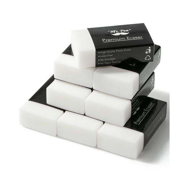 Mr. Pen- Pencil Eraser, 8 Pack, White Erasers, Erasers for Artists, Artist Eraser, Drawing Erasers for Sketching, Large Eraser, Pencil Erasers, Art Erasers for Drawing, White Eraser, School Erasers