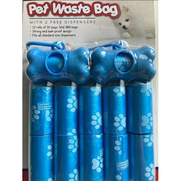 FRITZ & FRIENDS Pet Waste Bags, 360 total bags with 2 FREE DISPENSERS