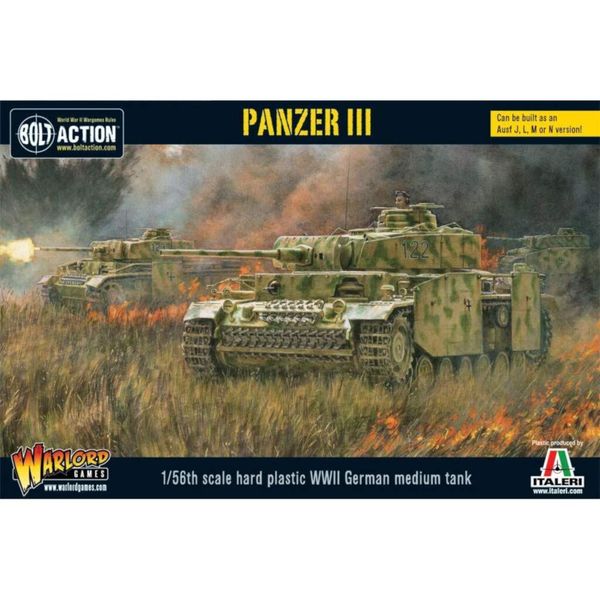 Warlord Bolt Action Panzer III Tank 1:56 WWII Military Wargaming Plastic Model Kit, Small