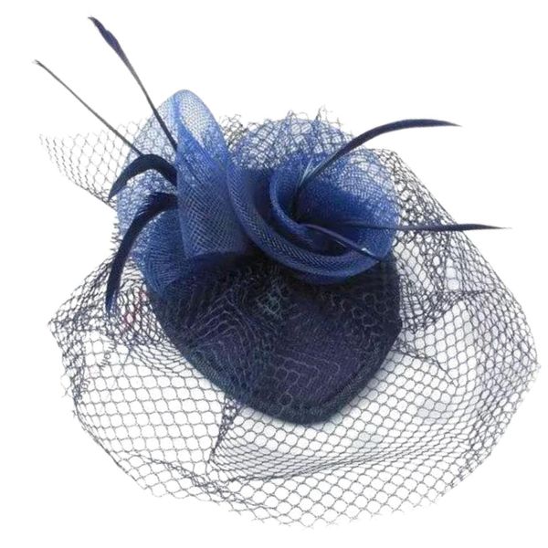 Topkids Accessories Hair Flower Fascinator Skull Cap Fascinators Fascinator Hat Wedding Hat Cocktail Hat Party Hat Royal Ascot Hat On A Pair of Clips for Women, Girls, Ladies (Navy)