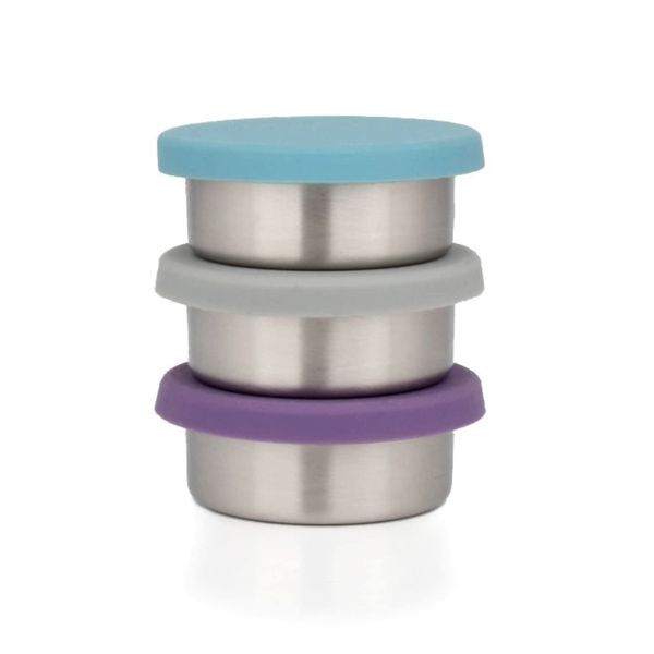 Moonmoon Mini Sauce Pots for Dressing, Dips, Sauces & Hummus & Baby Weaning | 45ml Stainless Steel Dressing Pots with Silicone Lids