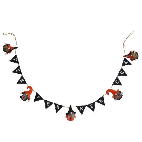 Mud Pie Mud PieHalloween Halloween Gnome Garland, Eek, 60", Black