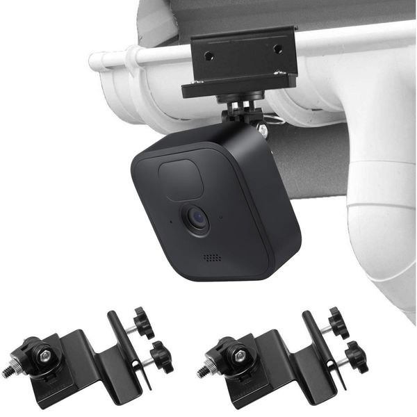 Wasserstein Weatherproof Gutter Mount with Universal Screw Adapter - Compatible with Blink Outdoor & XT2/XT Camera (2 Pack, Black)
