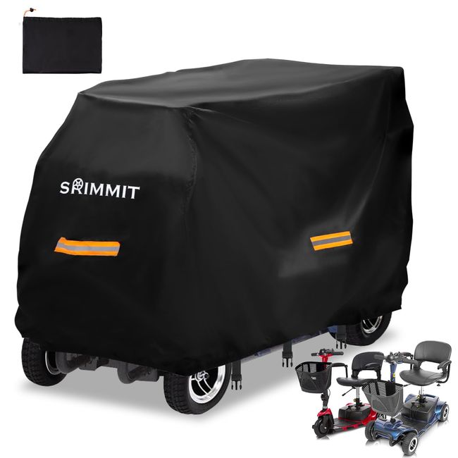 Mobility Scooter Covers for Outside Storage,Heavy Duty 420D Oxford Fabric Electric Scooter Rain Cover Waterproof Outdoor, Waterproof and Reflective Strips,3 Buckles and Large Bag,XL（57" x 27" x 39"）