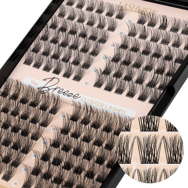 LASHVIEW Lash Clusters 144 Pcs Cluster Lashes DIY Cluster Eyelash Extensions Mega Volume Reusable Individual Lashes Cluster Volume Look Super Thin Band & Soft(Volume,D-10-16mix)