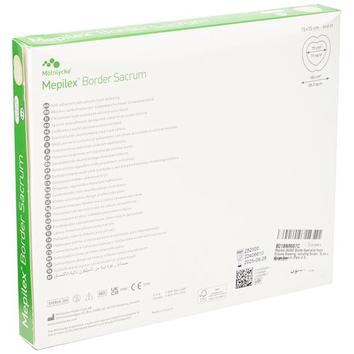 Mepilex 282500 Border Specialist Foam Silicone Dressing, Including Border, 15 cm x 15 cm, Sacrum (Pack of 5)