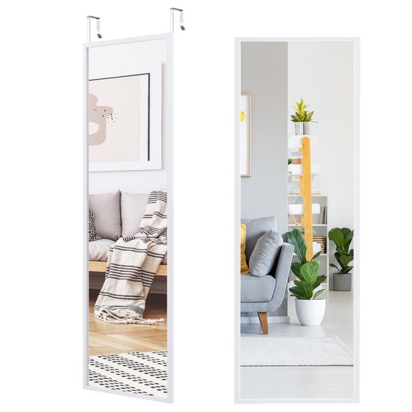 Costway Door Wall Mounted Mirror Bedroom Bathroom Full Length Hanging White