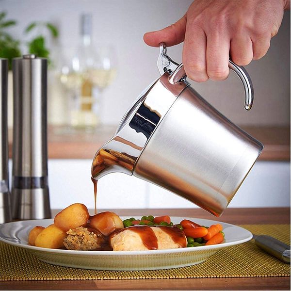 Double Insulated Gravy Boat – Stainless Steel Sauce Jug with Hinged Lid