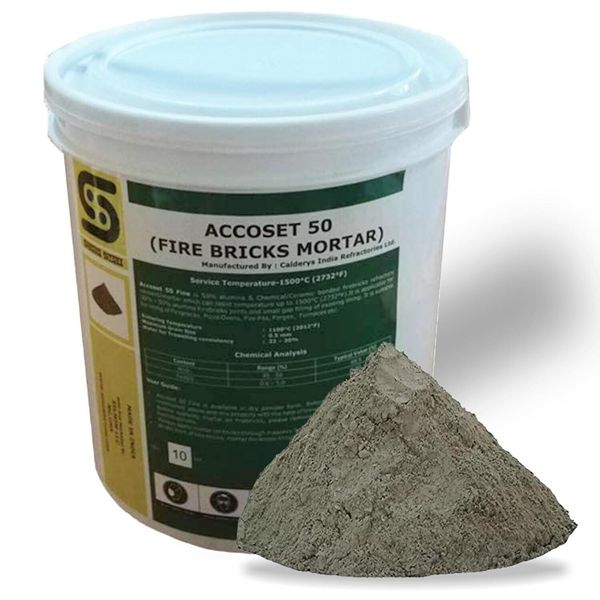 Fire Bricks Refractory Cement/ Mortar, 50% Alumina, Accoset 50 , 10 LBS