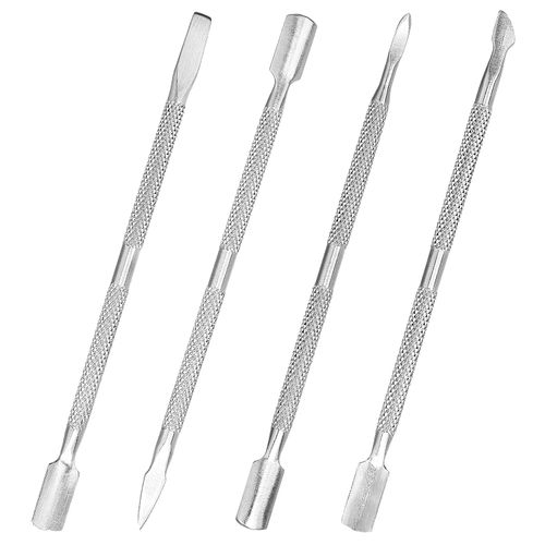 Aruicheng Cuticle Pusher 4Pcs Cuticle Remover Tool Stainless Steel Nail Scraper Nail Tools Dual Head Cuticle Pusher Tool for Fingernails Toenails Silver