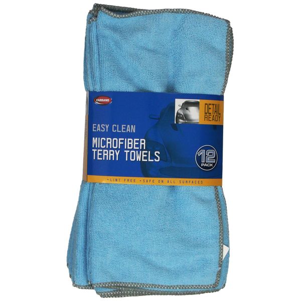 Carrand 45067 Microfiber Terry Towel (12-Pack) , Blue