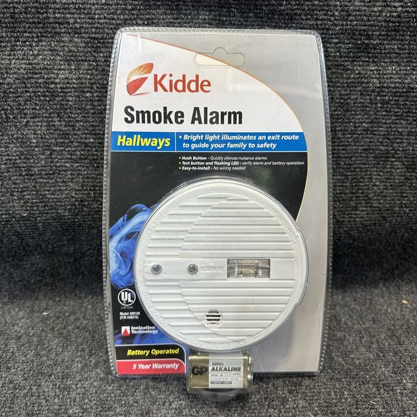 NIP Kidde 0918K Smoke & Fire Alarm Hallways w/ Bright Safety Light 440376 9V Exp