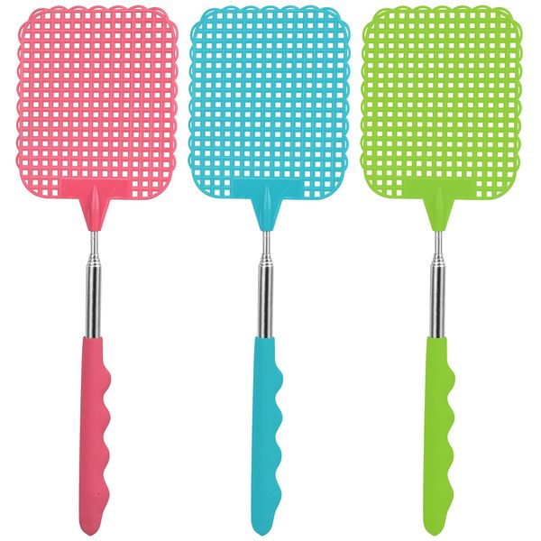 FACKELMANN Fly swatter Telescopic Handle, Coral Blue Green, ca. 26-72cm