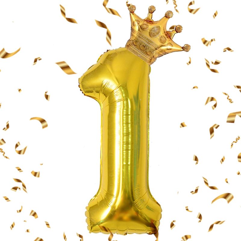 40 Inch Gold Number 1 & Mini Crown Balloon for Birthday Party ...