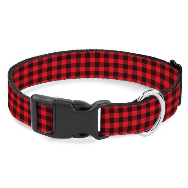 Red Black Plaid Gingham Dog Collars Soft Adjustable Collar Strap for Small Medium Large Dogs Cats Pet