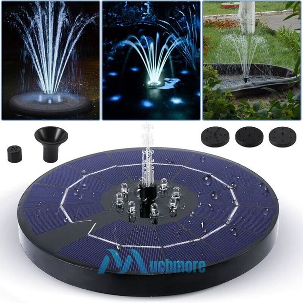 7" Solar Powered Floating Bird Bath Water Fountain Pump w/ 8 LED Auto On/Off