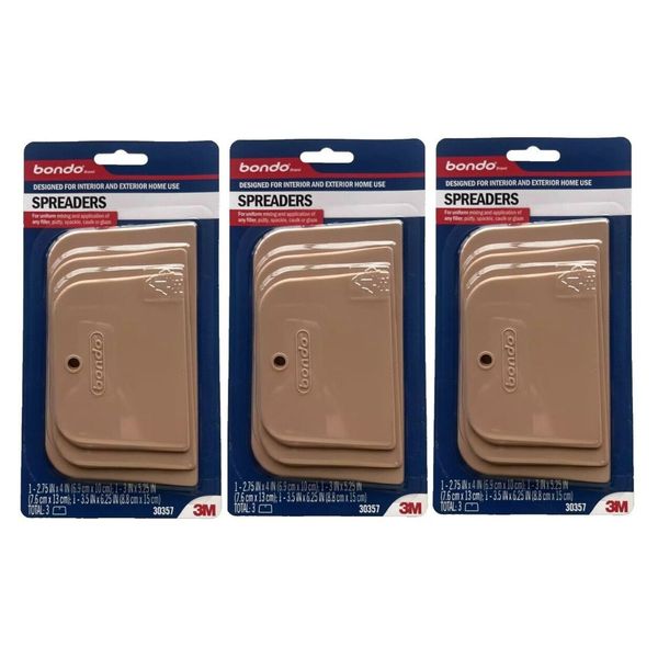 Bondo Plastic Spreaders, 3 Different Sizes, Makes Body Filler 3 Pack