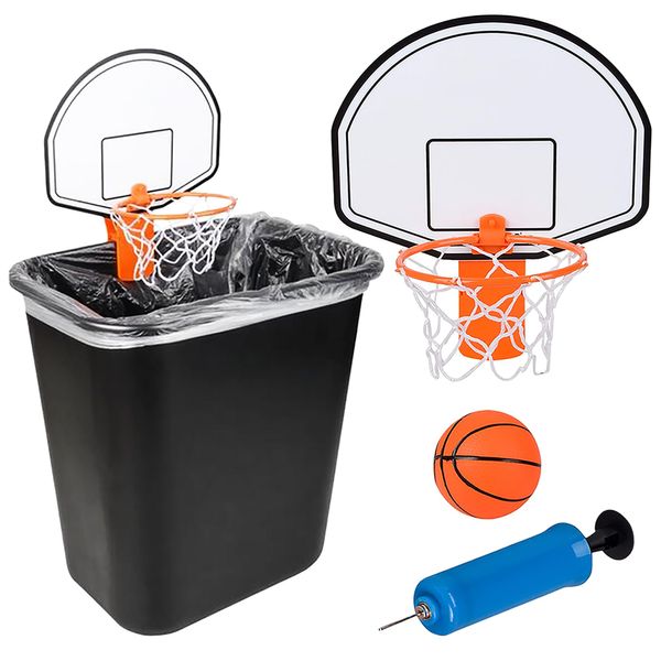 ArtCreativity Trash Can Basketball Set, Includes Clip-On Hoop with Backboard, Inflatable Ball and Pump, Fun Indoor Basketball Hoop for Kids, Office Toys for Adults, Great Birthday Gift Idea