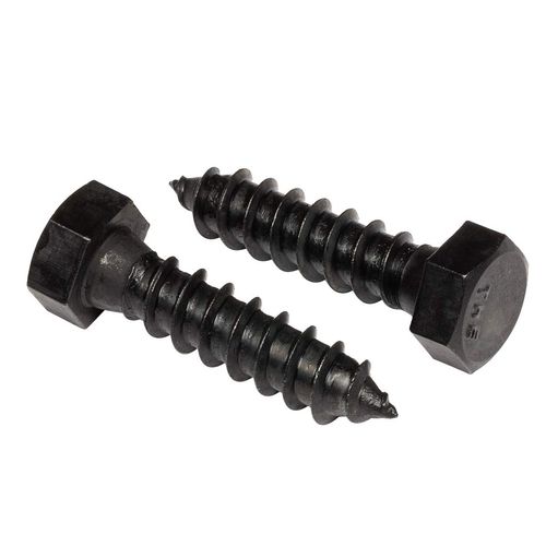 Stainless Steel Black Lag Bolts 3/8" x 2" Hex Lag Screws (10 pcs) 18-8 Stainless Black Oxidized in USA