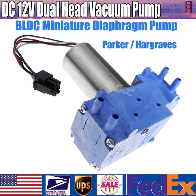 Parker / Hargraves Dual Head Air Pump DC12V Diaphragm Pump Brushless Vacuum Pump