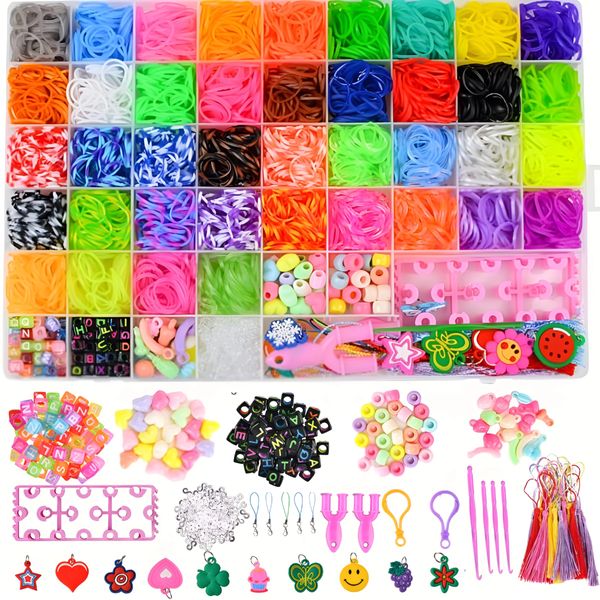 Tuilful Loom Bands Kit 5000+ in 40 Vibrant Colours Loom Bands Friendship Bracelet Kit for Boys and Girls Includes Loom Bands Alphabet Beads S Hooks with Storage Box DIY Craft Gift (5000)