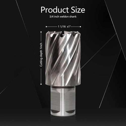 Luckyway 1-1/16 Inch Diameter x 1 Inch Depth of Cut Cyclone High Speed Steel Annular Cutter, 3/4 Inch Weldon Shank
