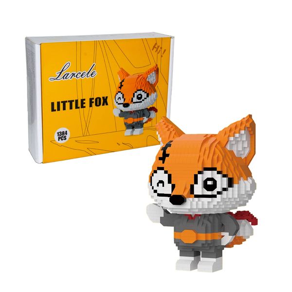 Larcele Animal Series Micro Building Blocks Animal Set, DIY Mini 3D Building Toy Bricks,1384 Pieces KLJM-07 (Little Fox)