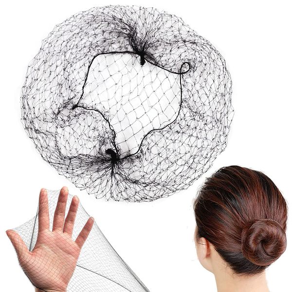 20 Pcs Black Hair Nets, Disposable Hair Bun Holder Hairnets for Women Fixing Hair, Hair Nets Invisible Elastic Edge Mesh Bun Hair Net for Ballet Dance Nurse (20inch)