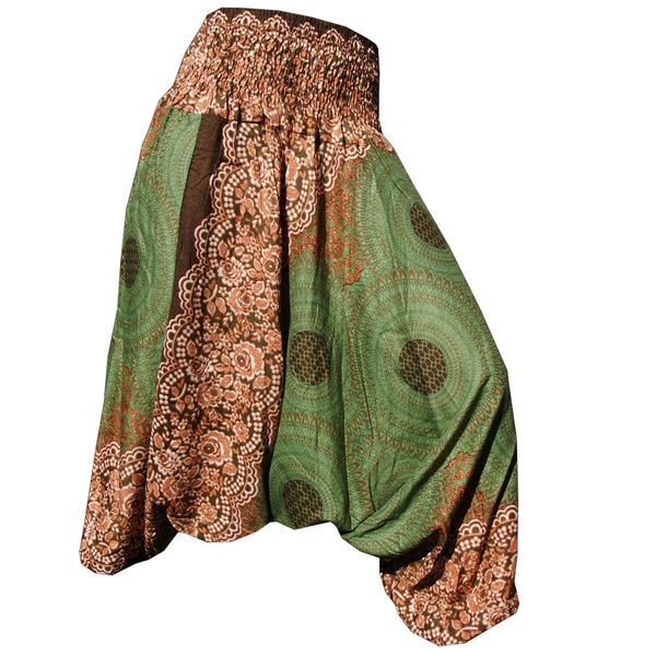 Panasiam Aladdin Pants Unisex Model Peacock 'V', 100% Natural Viscose - Pleasantly Soft and Light, High Quality Elastic Waistband - for Durable Comfortable Fit, Harem Trousers - Harem l