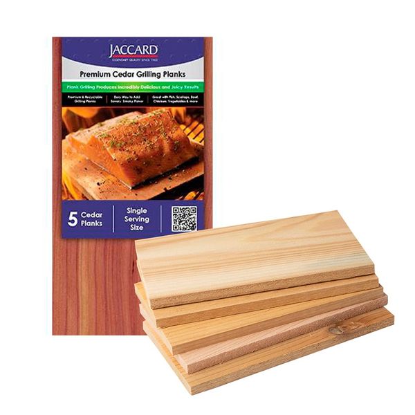 Jaccard Premium Cedar Planks, For Grilling, Fish, Meat, and Veggies, 6.5" x 3.5", 5 Small Planks for Gas, Ceramic, and Charcoal Grills