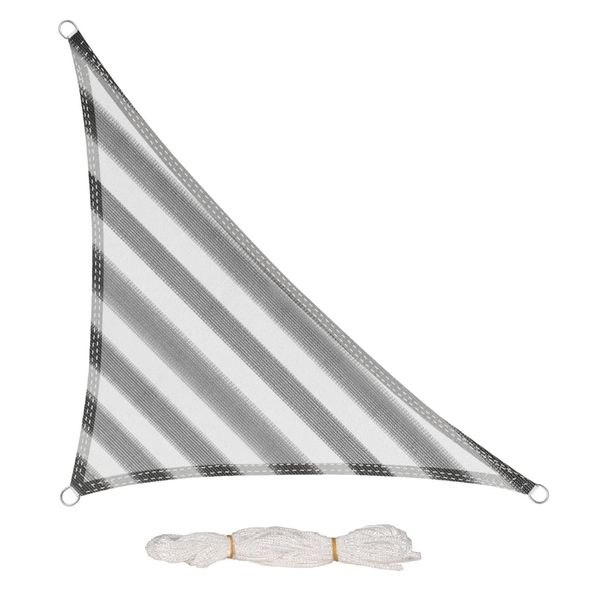 EUGAD Sun Shade Sail 2.5 x 2.5 x 3.5m Triangle Grey and White Stripes HDPE UV Block Balcony Terrace Garden Sail Shade Sunscreen Awning Canopy with Rope 0192ZYF