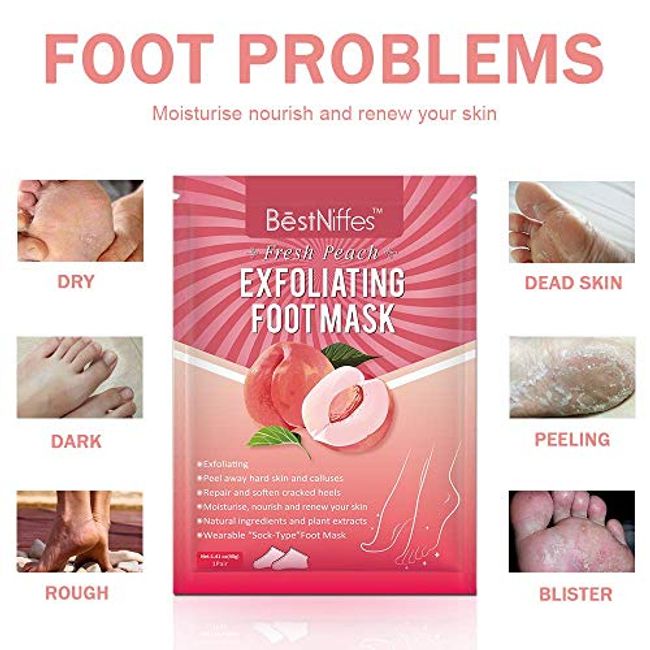 Peach Foot Peel Mask - for Dry Cracked Feet - Remove Dead Skin and Calluses  | Lavinso