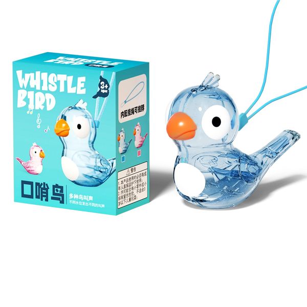 Kids Toys Bird Whistle with Lanyard Fidget Toys Plastic Whistle Party Favors for Kids 4-8 Birthday Gifts (Blue)