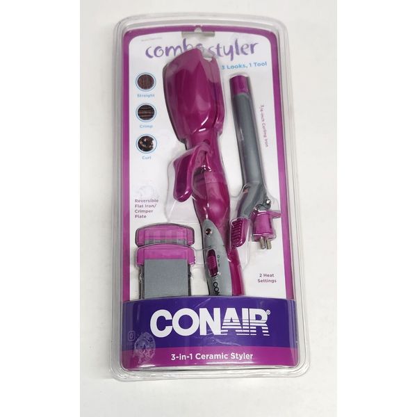 Conair Combo Styler 3 in 1 CeramiTool Straight Crimp Curl Wave 3/4” Curling Iron