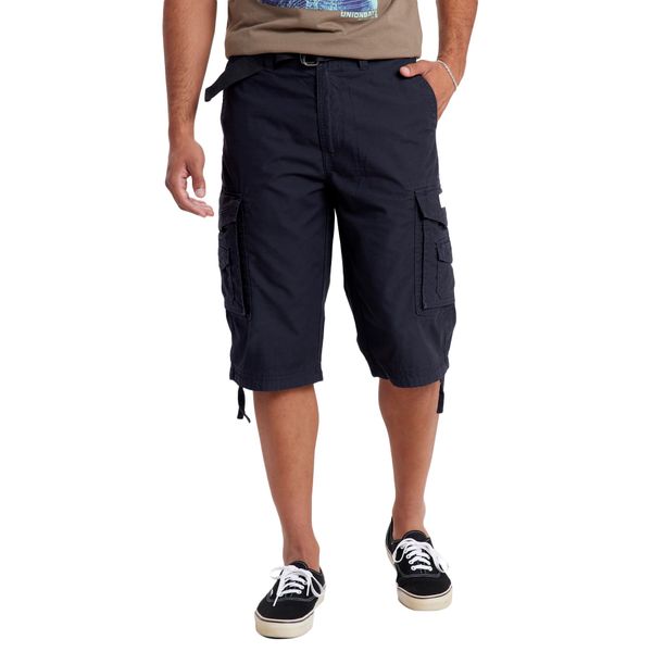 Unionbay Men's Cordova Belted Messenger Cargo Short - Reg and Big and Tall Sizes, black, 46