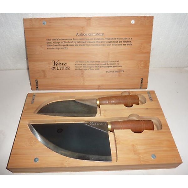 Thai Moon Knife Set -2 Piece Chef's Knives with Carbon Steel Blades Storage Box