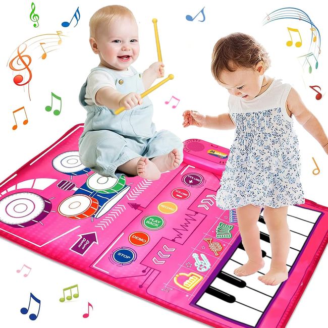 Kabeila Piano Mat, Toy, Drum Set, For Children, Girls, Birthday, Gift, Popular, Piano, Musical Instrument, Music Mat, Foldable, 13 Songs Demonstration, 6 Types of Musical Instrument Sounds, Recording and Playback Function, Waterproof, Anti-Slip, Education