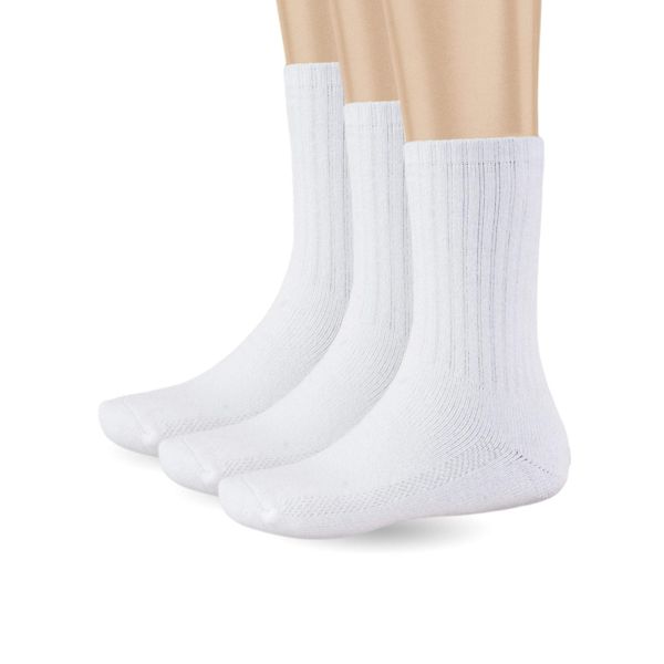 Pro Club Heavyweight Crew Socks, White, Size 09-11, (3 Pair)