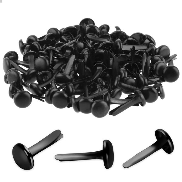 100PCS Brads Paper Fasteners Brass Brads Round Fasteners Mini Metal Brads for Kids Craft Art Crafting School Project Brass Fasteners Decorative Paper Decoration Scrapbooking DIY Supplies(Black)