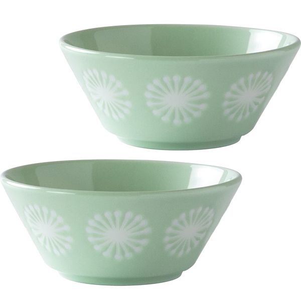 Minoru Pottery Mino Ware Moco 105 Pack Bowl, Pearl Green, Set of 2