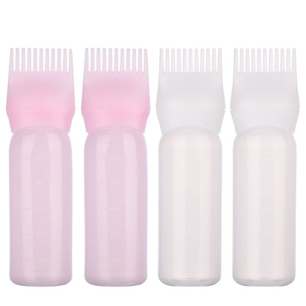 XNHIU 4 Packs Hair Dye Brush Shampoo Hair Color Oil Comb Hair Tools Applicator Brush Bottles Bottle Hair Dyeing Bottle Brush